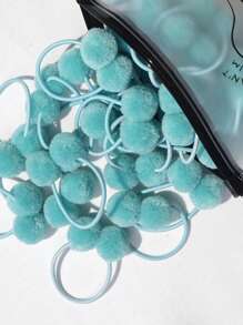 20 个 1.4 英寸小号纯色双层毛球 带弹力绳 手工制作发带 适合儿童女孩发饰