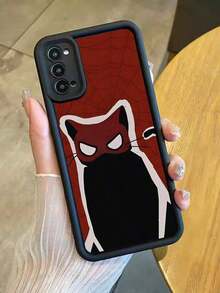 Brighten Up Your  With A Red Mask Cat Pattern Simple Thickened Anti-Fall Phone Case Compatible With Apple  16/11/12/13/14/15/15pro/15 Plus/15 Promax/7plus/8plus/X/Xs Max/Xr/11pro/12pro/13pro/14pro/12mini/13mini/11promax/12promax/13promax/14promax/14plus/6/6s/6plus/7/8/16Pro/16plus/16promax/Se& Galaxy/A54/A14/A12/A13/A15/A32/A33/A24/A52S/S20/S21/S22/S23/S24/S23Plus/S24ultra - 黑色 - 查看 5
