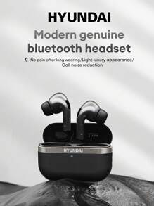 HYUNDAI HYUNDAI HY-T02Plus Bluetooth Earphones, Half In-Ear Design With Deep Bass, High-Quality Audio, Extra-Long Battery Life, Noise Cancellation, High-Definition Microphone, Music & Gaming, Low Latency, Comfortable Fit, Compatible With Smartphones & Computers