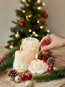 Nordic Art Scented Candles, Creative Home Fragrance Souvenirs, Rattan Floral, Peony Flower Shaped Candle Decor, Ins Style White Cylindrical Candle Decor, Suitable For Valentine's Day, Daily Use, Gifts, Weddings, Souvenirs, Picnics, Parties, Ramadan, Easter, Christmas, Halloween, Dining Table Decor, Etc. - Multicolor - View 5