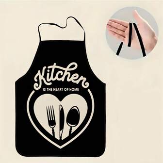 Schort met letterprint - Duurzaam 100% polyester, gemakkelijk te onderhouden, verstelbare band, geschikt voor thuis koken en gebruik in de bar