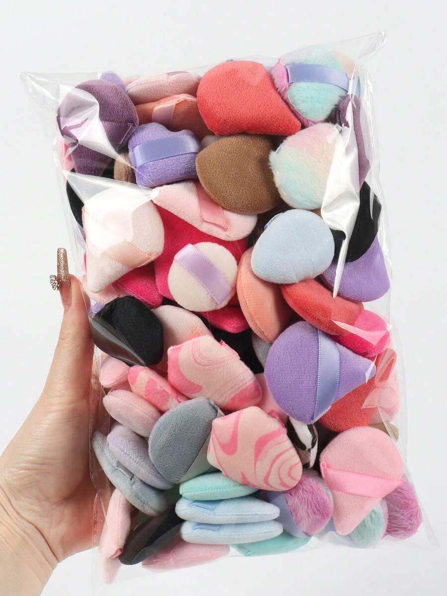 5/10/20/30/50/100 pièces Mini Houppette de poudre en velours, fabriquée en matériau de velours ultra doux, conçue pour le contouring, les yeux et les coins, convient à tous les types de peau. Accessoires cosmétiques, houppette de poudre, éponge de maquillage, prix abordable, peut être utilisée pour la décoration de la chambre, la coiffeuse, les voyages, la chambre à coucher et plus encore. Outils cosmétiques abordables, cadeau de Noël, cadeau pour elle - Multicolore - Voir 1