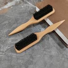 1PCS[Slick Back Hair Brush] 2-In-1 Bristle Slick Back Hair Brush | Wide Rat Tail For Sectioning & Parting, Edge Control & Flyaway Management, Natural Wood Handle, Black Bristles, Perfect For Teasing & Backcombing