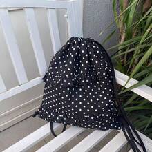 2025 New Knapsack Bag Pack Ins Style New Drawstring Style Irregular Frill Polka Dot Backpack For Women Small Design Fresh Backpack For Women Crossbody Bag Polyester - AA - Xem 3