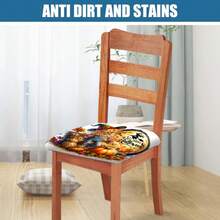 1/4/6/40pcs Halloween Themed Scarecrow And Pumpkin Printed Removable Full-Cover Stretchable Milk Fiber Fabric Chair Covers ,Restaurant Chair Covers - Square Chair Cushion Covers For Restaurant Kitchen Dining Hotel Seat Covers Removable Soft Cushion Chair Covers