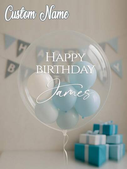 1pc Customized Transparent Birthday Balloon, Birthday Girl Balloon, Personalized Vinyl Name Tag Balloon - Party Balloon, Birthday Balloon, Colored Paper Balloon, Wedding, Bridesmaid Name And Role, Birthday Customized Balloon Name, Adult Gift, Sweet Personalized Birthday Party Pom Pom Ball, Home Decor, Christmas Home Atmosphere, Souvenir