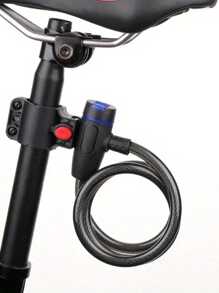 1pc Heavy-Duty Motorcycle And Bicycle Chain Lock Measuring Anti-Theft Metal Safety Lock With Key, Black Braided Cable, Manual Control, And Polished Finish, Suitable For Outdoor, Camping, Travel, Stylish Metallic Feel | Robust Metal Construction, Bicycle Lock.