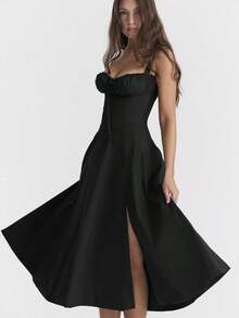 Women Midi Dresses - 黑色 - 查看 2