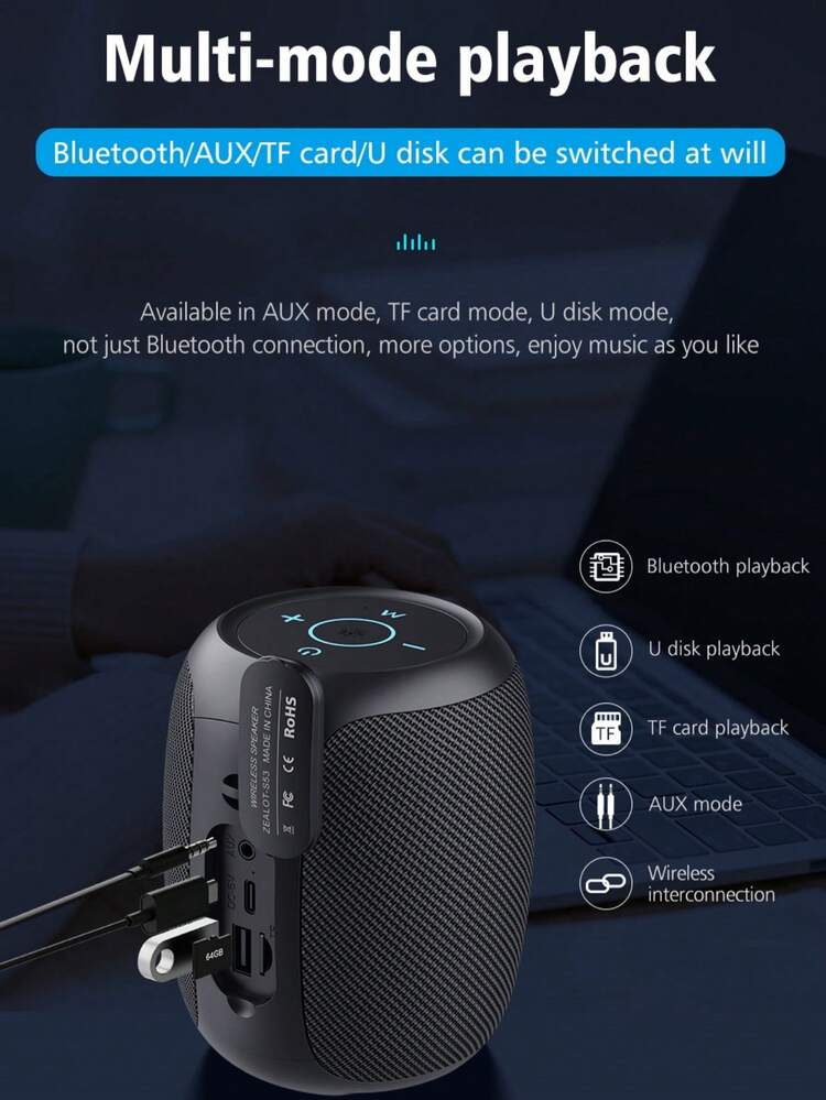 Altoparlante Bluetooth portatile Lenovo: impermeabile, suono stereo, gamma di frequenza 100Hz-20KHz e alloggiamento in metallo