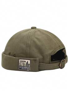 1 件装复古圆顶帽男士甜瓜帽纯色码头工人帽中性可调节房东帽女士嘻哈帽 - 彩色 - 查看 6