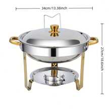 1pc 5QT Stainless Steel Hot Pot Self-Serve Set - Food Safe, No Power Needed - With Glass Lid And Stand, Great For Dinner Parties, Weddings, Camping - Silver - View 8