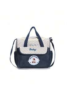 1入組嬰兒卡通狗&字母刺繡多功能便攜可愛單肩媽咪包