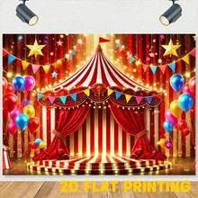 1 Piece Circus Festival Party Polyester Photography Backdrop, Birthday Banner Supplies, Cake Table Photo Booth Party Decoration, Multi-Purpose Portrait Photo Backdrop, No Power Required - màu nâu - Xem 4