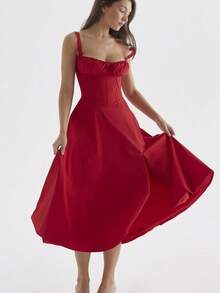 Women Midi Dresses - 紅色 - 查看 3