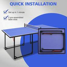 6ft Portable Ping Pong Table  Foldable  For Indoor Outdoor Games With Net, 2 Table Tennis Paddles And 3 Balls