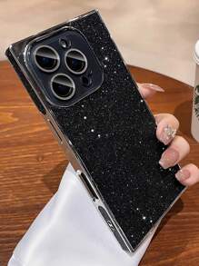 奢华闪光玻璃镜头保护手机壳适用于 16 15 14 13 Pro Max 时尚电镀防震保护套防水防摔防刮