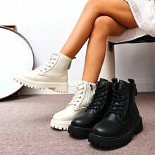Women's Autumn/Winter Fleece Lined Short Boots, Non-Slip Mother Shoes Thick Sole Flat Short Tube Warm Black Snow Boots