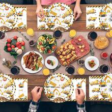 10pcs/50pcs/80pcs Construction Theme Birthday Party Decoration Set, Includes Plates, Cups, Napkins, Utensils, Perfect Choice For Birthday Party - Multicolor - View 5