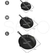 Non Stick Frying Pan Set, 3PCS Cast Iron Pan, Steak Skillet BBQ Induction Cookware Frypan, Kitchen Dinner Set Utensil Pans 17cm/21cm/27cm Dia.