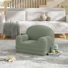 Huisuilinss Kids Couch,2-In-1 Convertible Sofa To Lounger,Mini Comfy Toddler Couch Fold Out With Cute Half-Moon Design,Foam Kids Chair With Soft Sherpa,Gift For Girls Boys - 綠色 - 查看 2