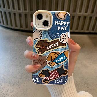 1pc Original Dachshund Dog Design Phone Case, Compatible With IPhone 16, 15, 14 Plus, 12, 11, Full Coverage Anti-Drop
