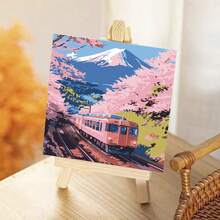 1 Set Number Painting Kit For Adult Beginner,Waves,Sunset Landscape Series Design With Wooden Frame,Acrylic Paint,Brush,Hooks For Home Wall Hanging Decoration