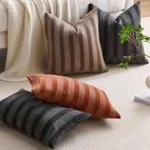 1 Stück/2 Stück ROST 3D gestreifte Kissenbezüge (Kissenfüllung nicht enthalten), moderne, modische, weiche Chenille und Kunstleinen-Mischung in zweifarbig gestreifter, bequemer Kissenhülle, geeignet für Sofa, Schlafzimmer, Dekoration, ganzjährig