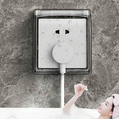 1-Piece Waterproof Socket Cover, Durable Transparent Waterproof Electrical Junction Box, Switch Socket Waterproof Cover, Clear Self-Adhesive Waterproof Outlet Cover - Socket & Switch Splash-Proof Protection, Clear Plastic Compartment For Cable Management, No Battery Required, Outdoor Electrical Accessory | Transparent Lid Design
