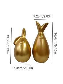 2pcs Gold Rabbit Figurines, Elegant Autumn Decor, Creative Resin Ornaments, Luxurious Holiday Home Decor, Theme Party Accents, Suitable For Dining Room, Living Room, Autumn Decor Area, Windowsill, Home Decoration, Autumn Decor, Theme Party Decoration Christmas Decorations Room Decor Christmas