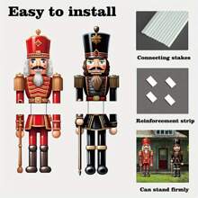 2pcs Set Vibrant Nutcracker Yard Signs - Large Outdoor Christmas Decorations With Stakes For Garden, Lawn, And Porch