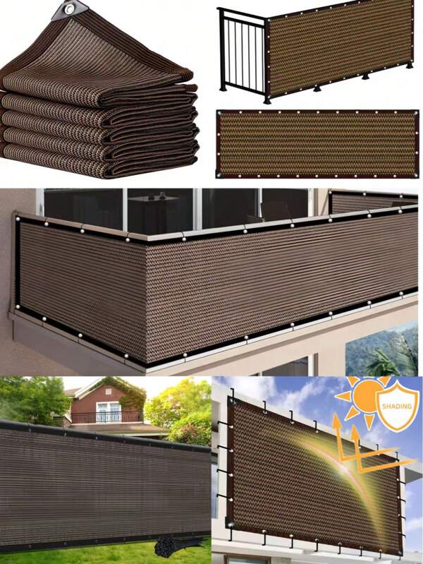 1pc Premium PVC Outdoor Sunshade Sail - 90% UV Protection, Windproof, Multiple Sizes To Choose From Easy-To-Install For Balcony, Patio, Garden Gazebo - Airy, Weather-Resistant Fabric [Durable Sunshade] Durable Brown Sunshade Net | High-Temperature, Anti-Aging, Heat Insulation, Shade For Gardens, Courtyards, Balconies, Camping,