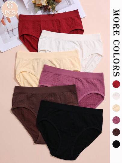 6pcs Women's Multicolor Geometric Print Elastic Waist Comfortable Casual Panties