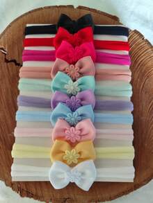 Kit 10 faixinha laço para bebe menina Tiara para bebê RN 0 a 2 Anos roupinhas bebê saída maternidade enxoval - Multicolorido - Visão 2