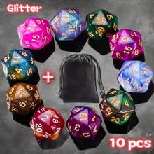 D-N-D 多面骰子（100 个）带骰子袋，兼容 D&D RPG MTG 角色扮演桌面游戏（D20 骰子，10 种颜色 - 100 个） - 彩色 - 查看 23