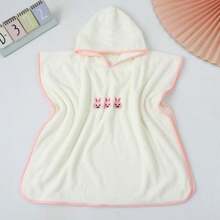 1pc Baby/Kids Hooded Bathrobe, Coral Fleece Absorbent Poncho Cloak, Cute Cartoon Design For Home, Beach, Unisex