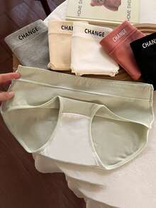 Sensual Star 6 piezas de bragas triangulares para mujer, cómodas bragas de cintura media con diseño de letras de unicolor, sin costuras - Multicolor - Ver 2