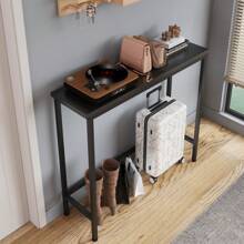 Narrow Console Table MDF Top Metal Frame Slim Small Entryway Table Thin Sofa Table Side Table Display Table For Hallway, Bedroom, Living Room, Foyer - Black - View 4