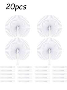 1/5/10/20/30/40/60 piezas Abanico de papel blanco con forma de corazón plegable, abanicos de papel de verano, abanicos plegables a granel de mano blanca con mango de plástico para decoración de boda, fiesta, cumpleaños, ceremonia de boda, mejor regalo