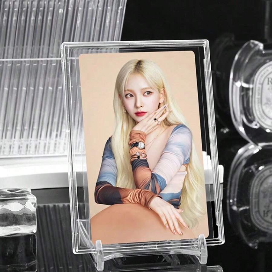 5个/亚克力透明小卡片保护盒|偶像相册收纳盒|Ins风展示相框|贝壳卡砖 - 彩色 - 查看 1