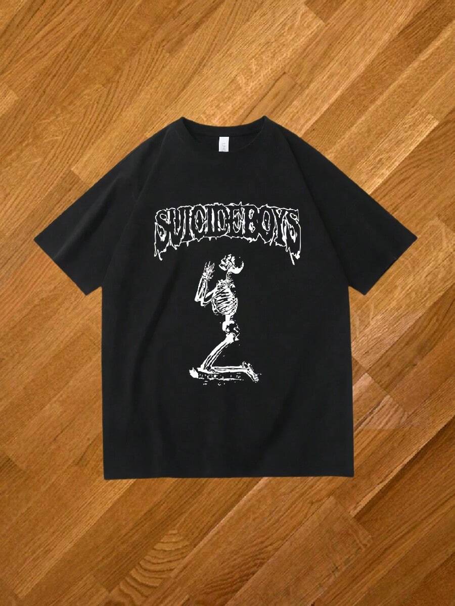 Fashion Suicideboyss G59 Shirt Suicideboy Tour Shirt Suicideboyss Merch American Hip-Hop Round Neck Casual T-Shirt Harajuku - Black - View 1