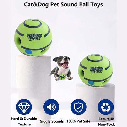 Cat And Dog Pet Sound Ball Toy Pet Interactive Intelligence Training Ball Toy Fun Wobble Giggle Ball Dog Toy For Relieve Anxiety Training Cleaning Teeth Built-In Sound-Emitting Pet Ball Toy For Indoor And Outdoor Dog Chewing Playing And Touching Training Supplies Three Available Sizes Of Sound Ball Toys For Use With Large Dogs And Medium-Sized Dogs Small Dogs Green