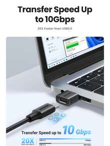 UGREEN 10Gbps USB-C 母头转 USB-A 公头适配器 USB3.1 USB-C 母头转 USB-A 公头适配器塑料外壳 - 黑色 - 查看 3