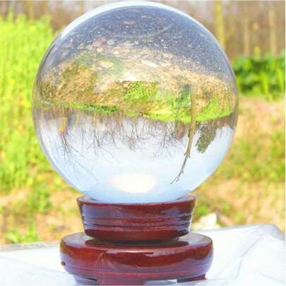 Clear Crystal Ball Glass Ball Magic Healing Meditation Sphere Photography Sphere 100mm + Stand