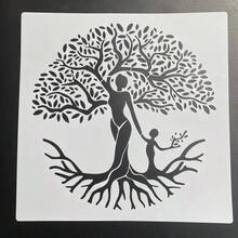 12x12 Inch Reusable Tree Of Life Stencil, Suitable For DIY Crafts, Scrapbooking And Wall Art - Durable Plastic Painting Template - one-size - View 2