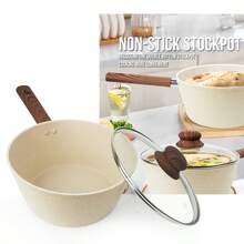 ABKOK 1 件/12 件铝制炊具套装,7.4 英寸汤锅,8.3 英寸/9.8 英寸煎锅,8.7 英寸可丽饼锅,7.4 英寸早餐鸡蛋锅,带硅胶厨具,适合单人烹饪,兼容炉灶 - 燃气灶,可购买单独的锅具和套装,家庭晚餐用品,派对用品 - 米色 - 查看 5