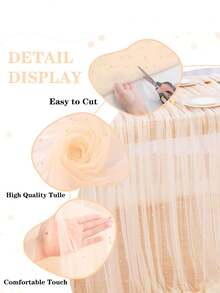 珍珠装饰桌旗,白色仿珍珠薄纱婚礼桌布,婚礼拱门装饰,婚礼/新娘送礼会装饰,派对装饰,椅套,活动背景装饰,圣诞装饰,尼龙网纱,新款珍珠镂空网纱,情人节装饰 - 彩色 - 查看 7