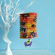 1pc Halloween Accordion Lantern, Haunted House Bar Decor, Random Style Pumpkin Lantern Hanging Ornament, Foldable Paper Lantern