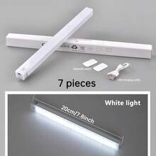1/7件装无线感应LED灯条，橱柜下感应灯（10/20/30/50厘米），适用于厨房、卧室、橱柜、衣柜、楼梯、走廊等场所照明。