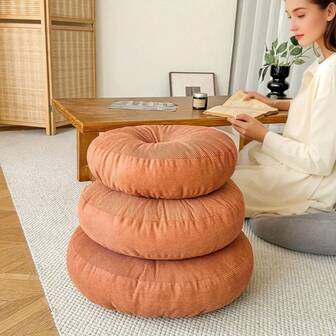 1PC Round Cushion - Full Thick Filling, Soft Breathable Fabric, Supportive Meditation Yoga Mat, Multi-Use Tatami Floor Seat For Living Room Bedroom, Pet-Friendly Gray Home Decor, Cushions For Living Room, Neutral Color Decor, Soft Fabric Construction