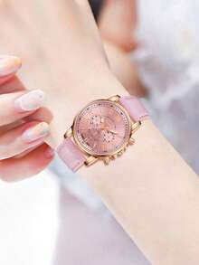 Bộ 10 chiếc đồng hồ nữ dây da PU nhiều màu sắc, kiểu dáng thời trang thường ngày, số La Mã, máy quartz, thích hợp đeo hàng ngày hoặc làm quà tặng ngày lễ. - Hoa hồng vàng - Xem 7